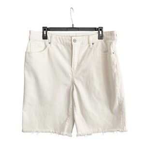 Chico's High Waist White Denim Shorts with Frayed Hem